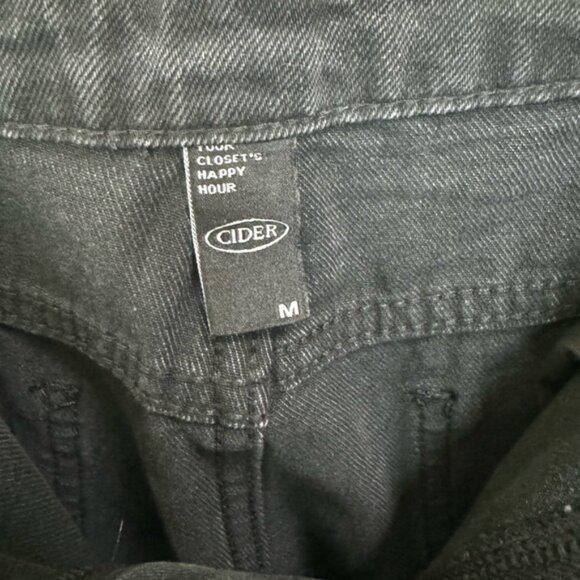 Cider NEW Denim Patchy Jeans Wide Leg Slits Stripe Flare Zip Cotton Colorblock M - Picture 6 of 15